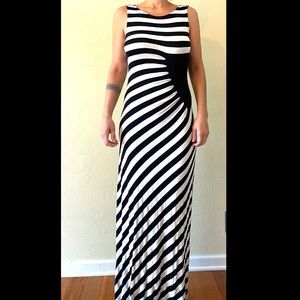 Black & White Striped Long Dress